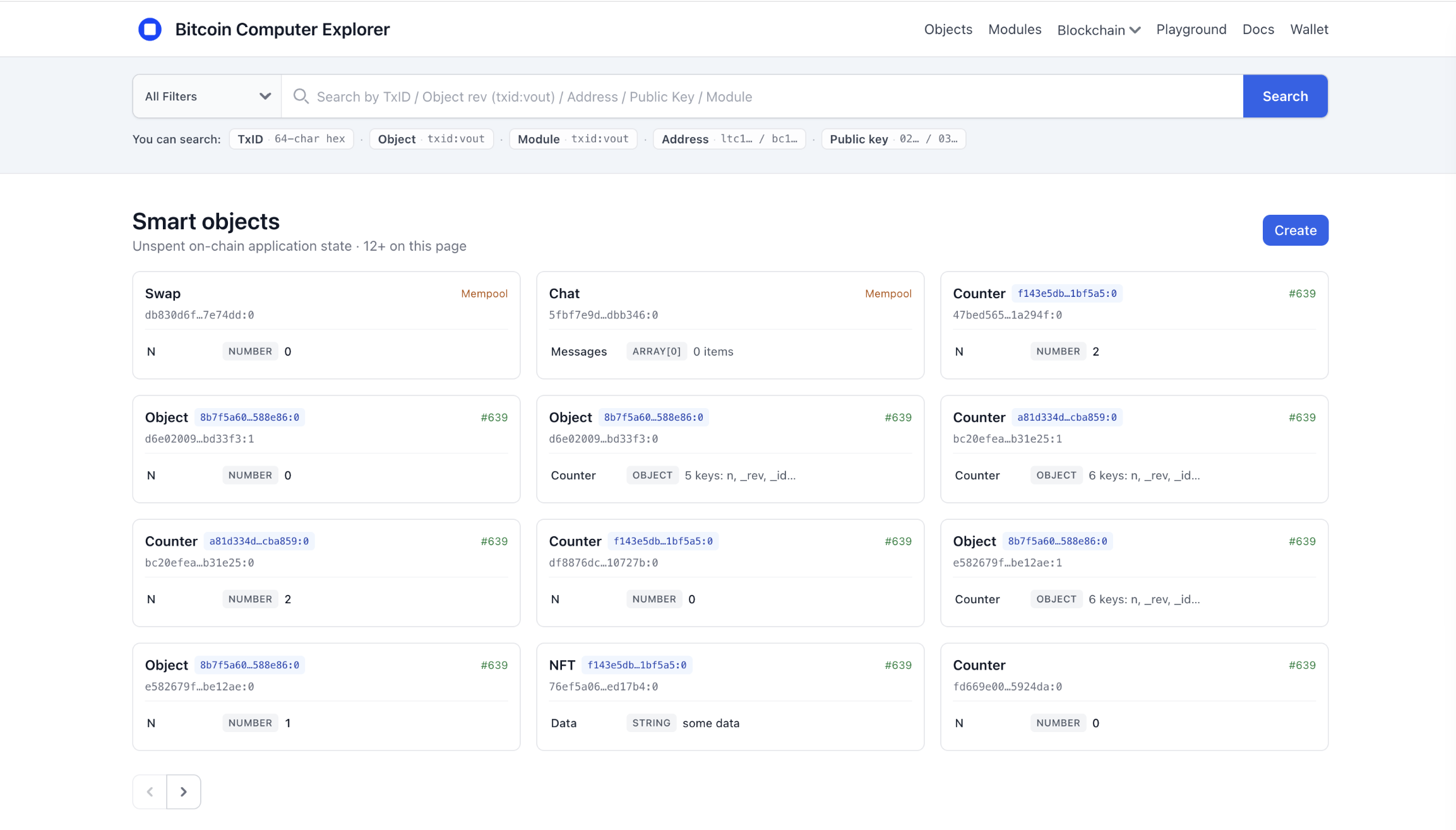 Block explorer with a code editor for creating smart objects
